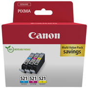 CANON INKJET 521 CLI-521C/M/Y 2934B015 3-PACK